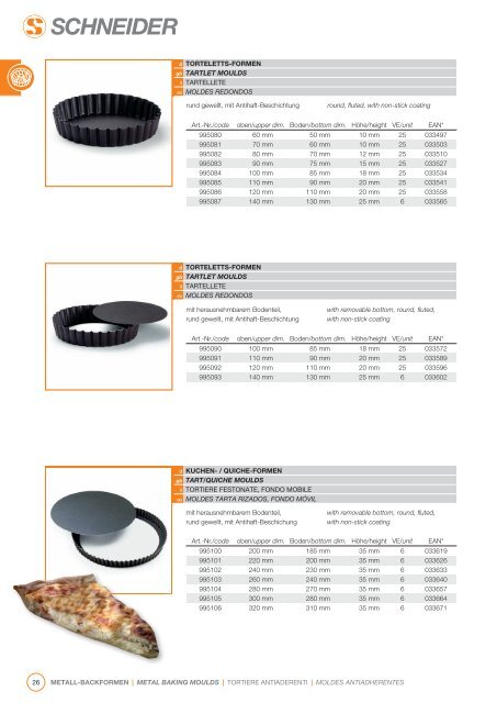 Metall-Backformen Metal baking moulds - Schneider GmbH