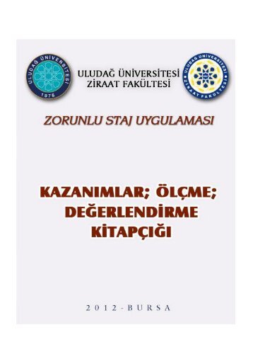 Staj Bilgilendirme KitapÃ§Ä±ÄÄ± - uludaÄ Ã¼niversitesi ziraat fakÃ¼ltesi