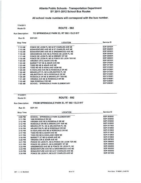 Bus Routes - Atlanta Public Schools