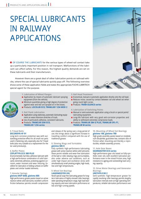 LUBRICANTS FOR RAILWAY TRAFFIC - Fuchs Lubritech GmbH