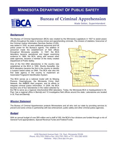 Bureau of Criminal Apprehension - Minnesota Senate