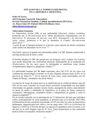SITUACION DE LA TUBERCULOSIS BOVINA EN LA ... - Senasa