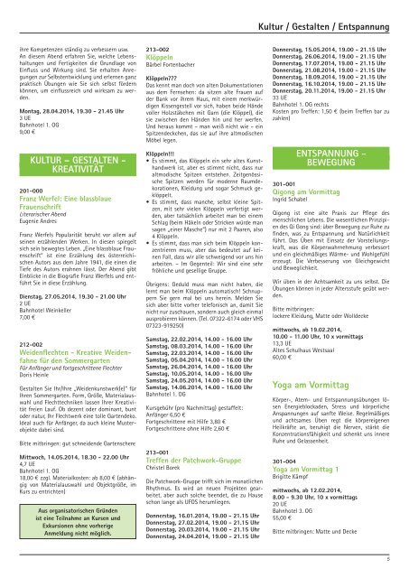 Programm Frühjahr / Sommer 2014 - Volkshochschule Gerstetten