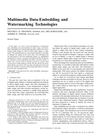 Multimedia Data-embedding And Watermarking Technologies ...