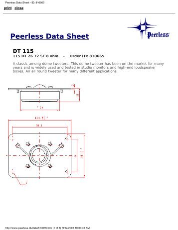 Peerless Data Sheet - ID: 810665 - DST-AU Home