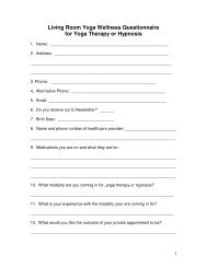 Living Room Yoga Wellness Questionnaire for Yoga Therapy or ...