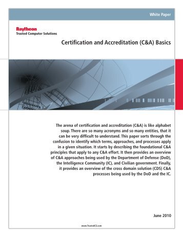 Certification and Accreditation (C&A) Basics - Raytheon Trusted ...