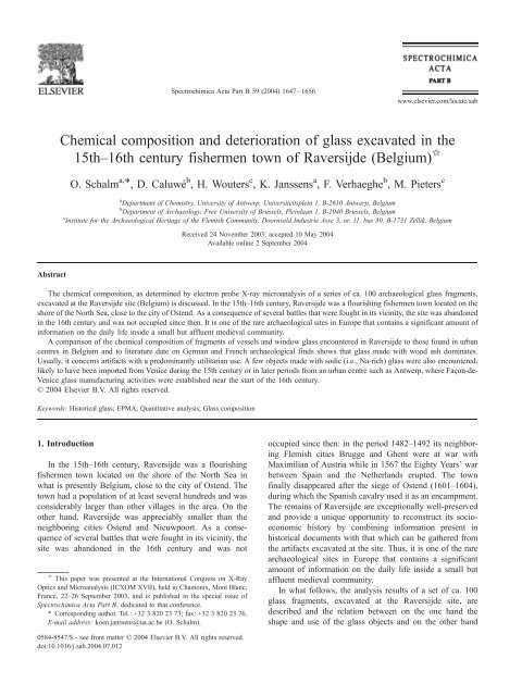 Chemical composition and deterioration of  glass excavated in the ...
