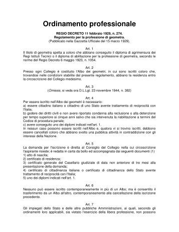 Ordinamento professionale - Collegio dei Geometri della provincia ...