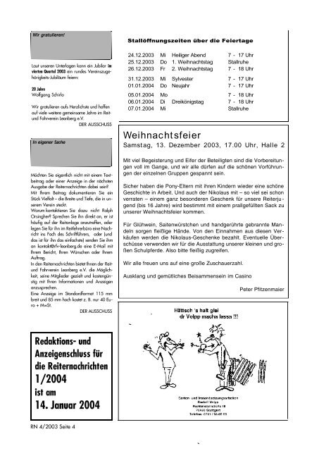 Nr. 4 / 2003 - Reit- und Fahrverein Leonberg e.V.