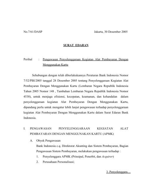 Pengawasan Penyelenggaraan Kegiatan Alat ... - Bank Indonesia