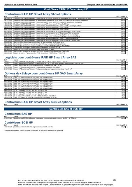 Catalogue Serveurs et Options HP ProLiant - Hewlett-Packard ...