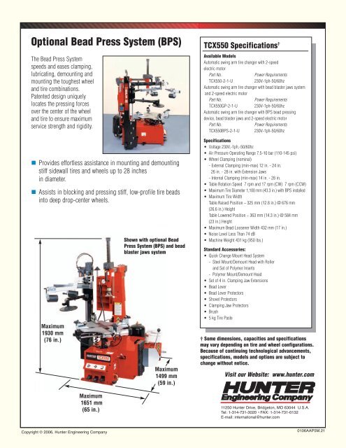 TCX550 Automatic Swing-Arm Tire Changer