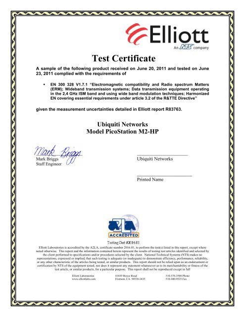 Test Certificate - Ubiquiti Networks