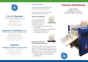 Inhouse-Veredelung - Baumann & Rohrmann GmbH