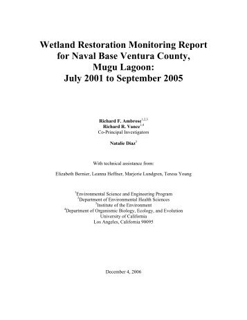 Wetland Restoration Monitoring Report for Navy Base Ventura County,