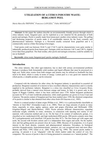 utilization of a citrus industry waste - Forum Ware