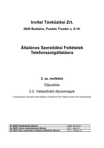 Invitel Távközlési Zrt. Általános Szerződési Feltételek ...