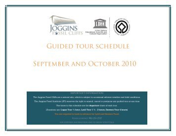 Guided tour schedule September and October 2010 - Joggins Fossil ...