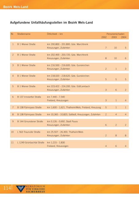 Unfallstatistik Bericht 2004