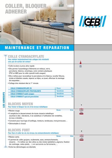 Fiche COLLER BLOQUER ADHERER - Geb