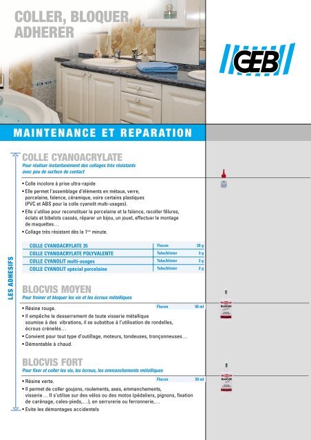 Fiche COLLER BLOQUER ADHERER - Geb