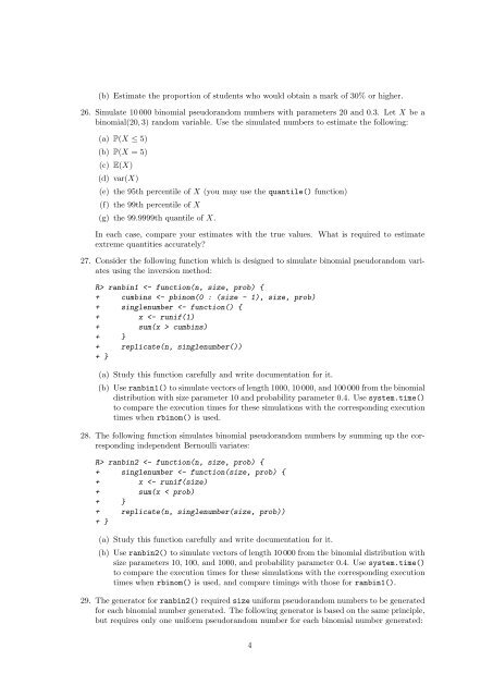 Statistics I Exercises