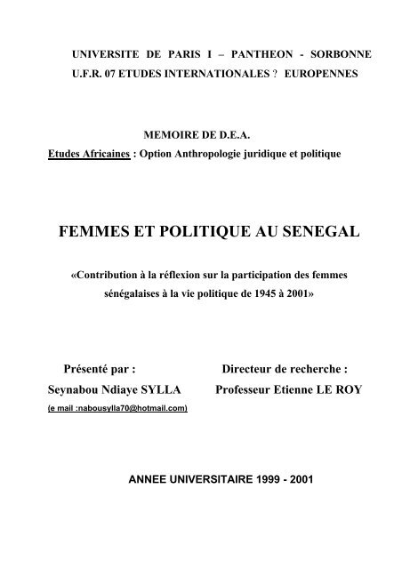 FEMMES ET PRATIQUE POLITIQUEâ¦â¦... - Droits de l'Homme et ...