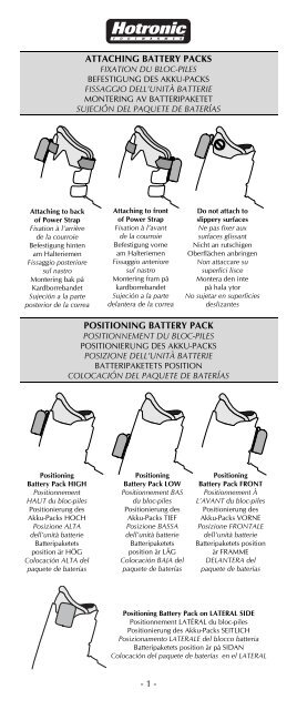 OPERATING INSTRUCTIONS MODE D'EMPLOI ... - Hotronic