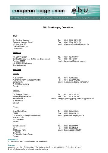 EBU Tankbarging Committee - EBU - UENF