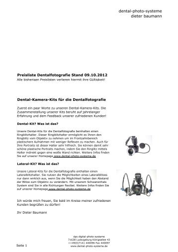 aktuelle Preisliste downloaden - Dentalfotografie Dieter Baumann