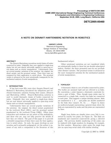 A Note on Denavit-Hartenberg Notation in Robotics