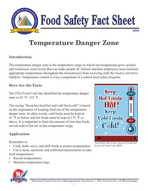 Temperature Danger Zone National Food Service Management