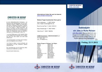 2012-11-23 CH SR Julia Baumann - Sabbatjahr ... - Christen im Beruf