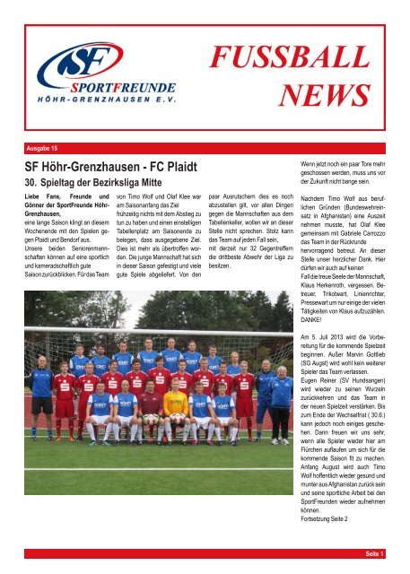 SF H ¨ohr-Grenzhausen - FC Plaidt - SportFreunde Höhr ...