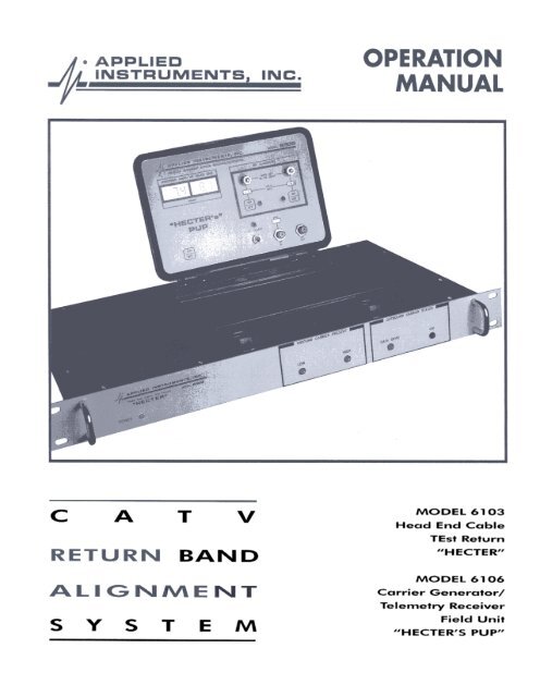 Operation Manual - Applied Instruments, Inc.