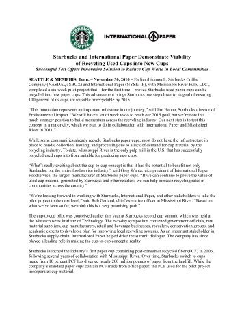 Starbucks and International Paper Demonstrate Viability of ...