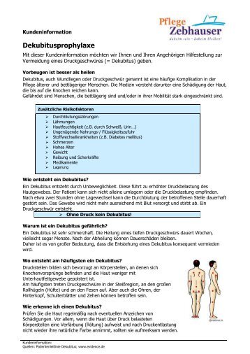 Kundeninformation Dekubitusprophylaxe - Pflegedienst Zebhauser