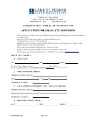 Application for Admission - Lake Superior State University