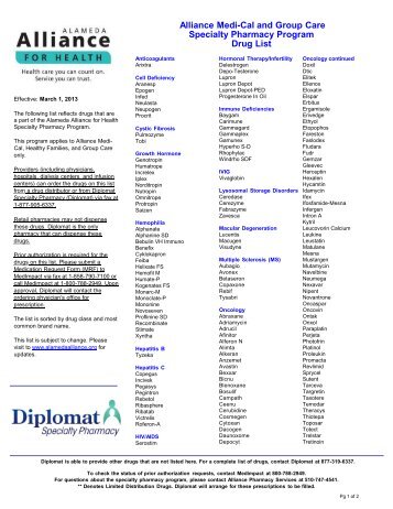 Specialty Pharmacy Drug List - Alameda Alliance for Health