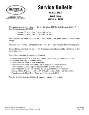 Service Bulletin A-101  Rev.G Aircraft Heater - Hartzell Engine ...