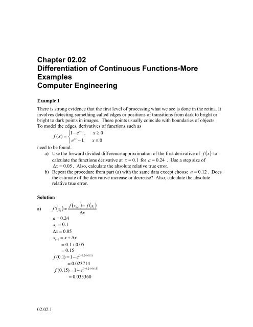 Differentiation of Continuous Functions-More Examples - Holistic ...