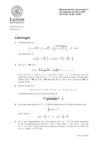 Lösningar - Matematikcentrum