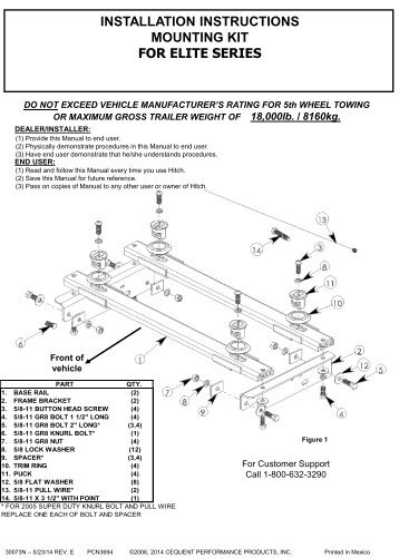 installation instructions mounting kit ford f250/f350/f450 - Draw-Tite