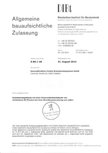 Allgemeine bauaufsichtliche Zulassung - Celsion ...