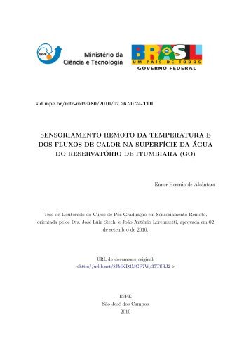 Sensoriamento remoto da temperatura e dos ... - mtc-m19:80 - Inpe