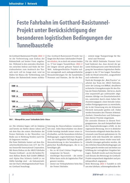 Feste Fahrbahn im Gotthard-Basistunnel - Balfour Beatty Rail GmbH