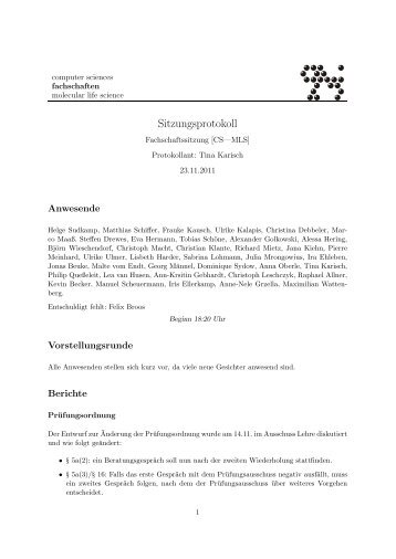 Protokoll vom 23.11.2011 - Fachschaft MINT