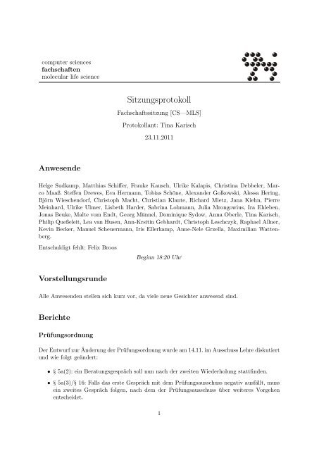 Protokoll vom 23.11.2011 - Fachschaft MINT