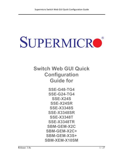 Switch Web GUI Quick Configuration Guide for - Supermicro